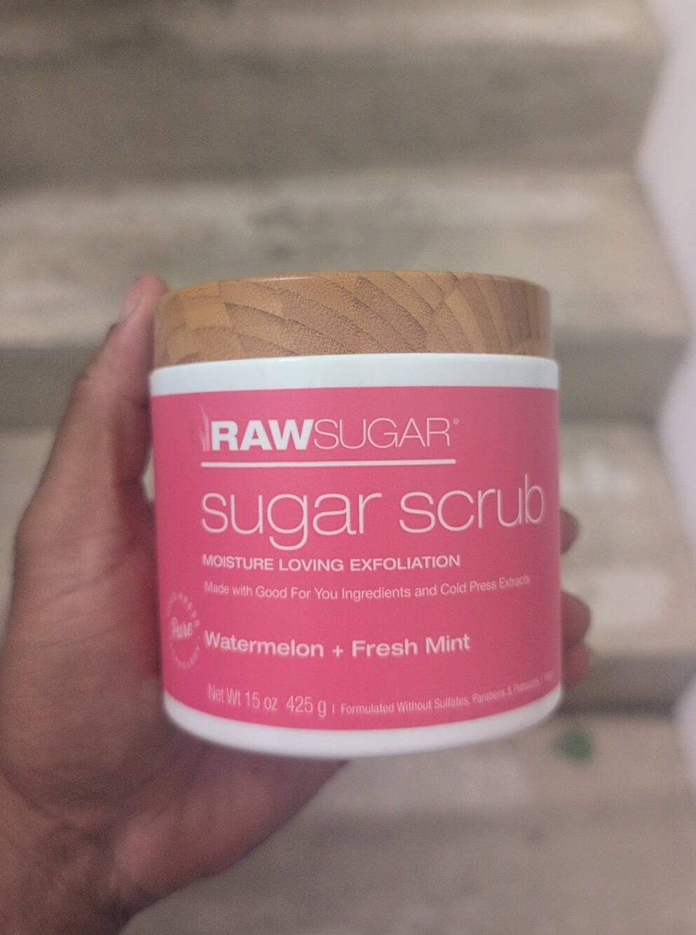 Raw Sugar Sugar Scrub Watermelon + Fresh Mint - Pink Jar 15oz